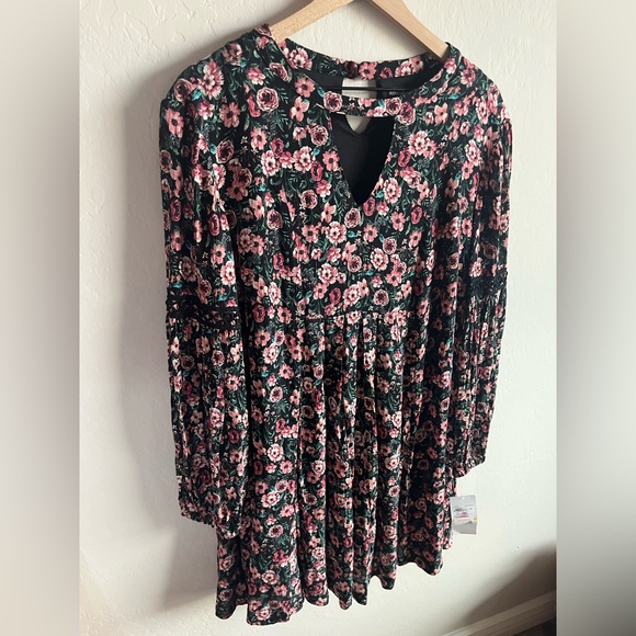 Nina Leonard Black Floral Babydoll Y2K 90s Romantic Coquette Grunge Size M NWT - Picture 3 of 4